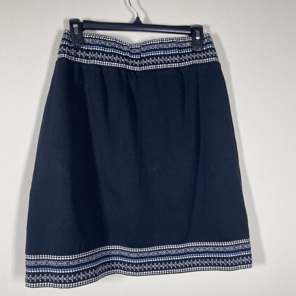 J Jill Women's Black Blue Embroidered Pull-On Skirt Small Stretch! - Picture 4 of 4